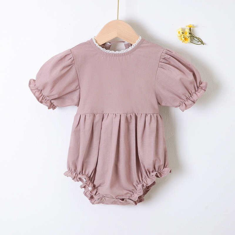 Lacework Solid Color Crawl Clothes