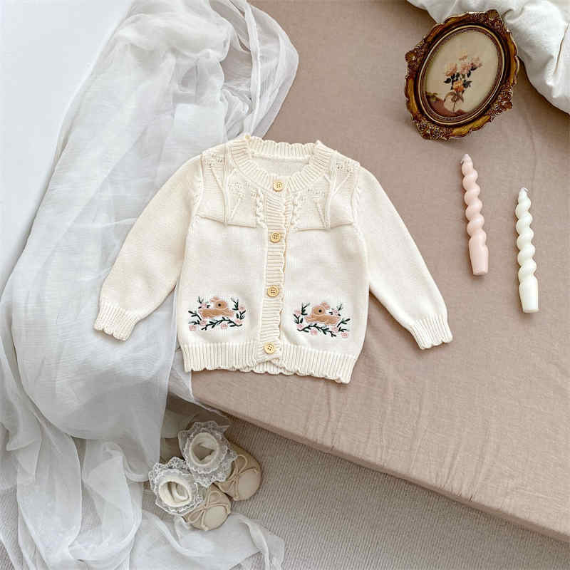 Rabbit Embroidery Knitted Cardigan Sweater