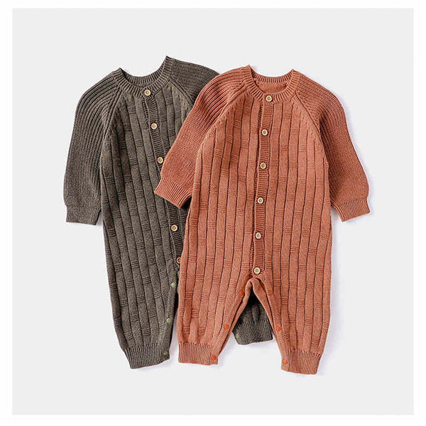 Knitted Solid Color Sweater Baby Jumpsuit