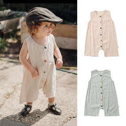 Breathable Cotton Jumpsuit Button Overalls