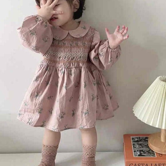 Round Neck Floral Little Girl Dress