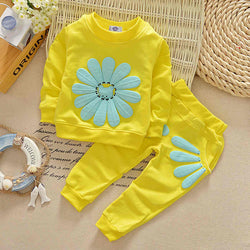 Flower Long-sleeved Children's Two-piece Set