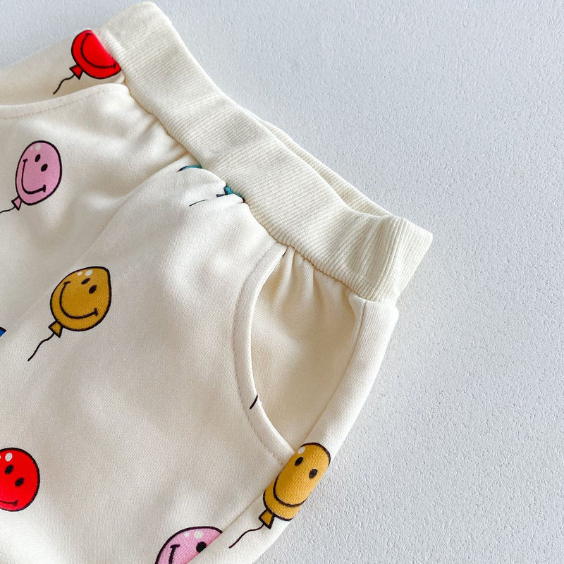 Smiley Face Colorful Balloon Print Two Piece Set