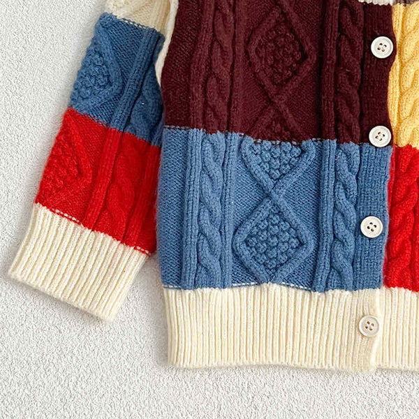 Contrast Color Knitted Children's Sweater