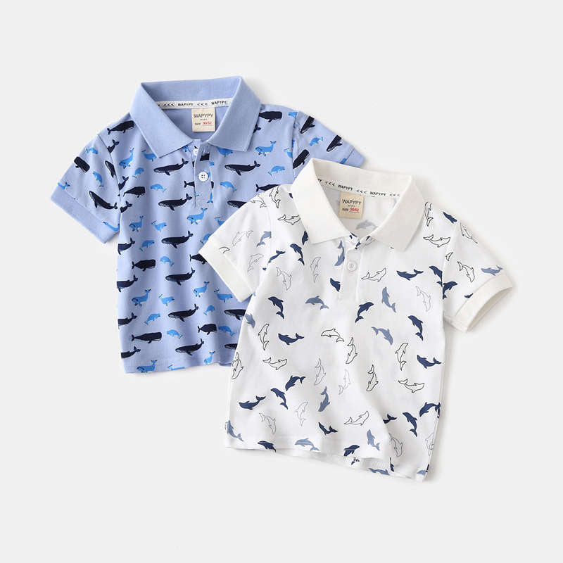 Whale Print Short Sleeve T-shirt for Kids