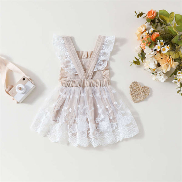 Sleeveless Backless Lace Crawl Suit Baby