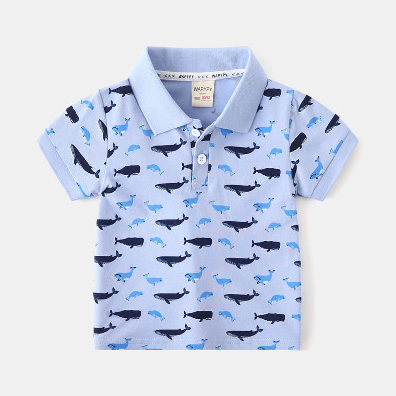 Whale Print Short Sleeve T-shirt for Kids