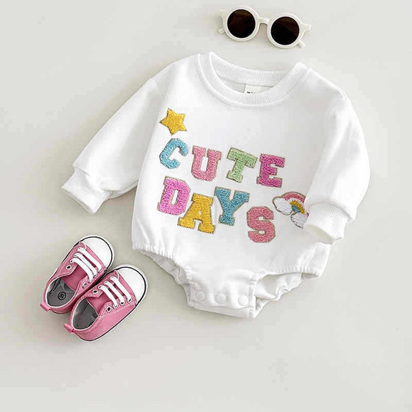 Cartoon Colorful Letters Embroidered Bodysuit