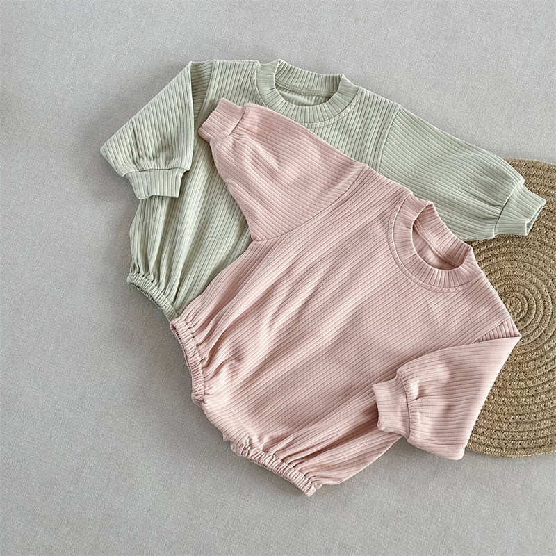 Solid Color Baby Ribbed Triangle Crawl Suit