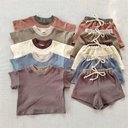 Solid Color Short-sleeved Baggy Suit for Kids