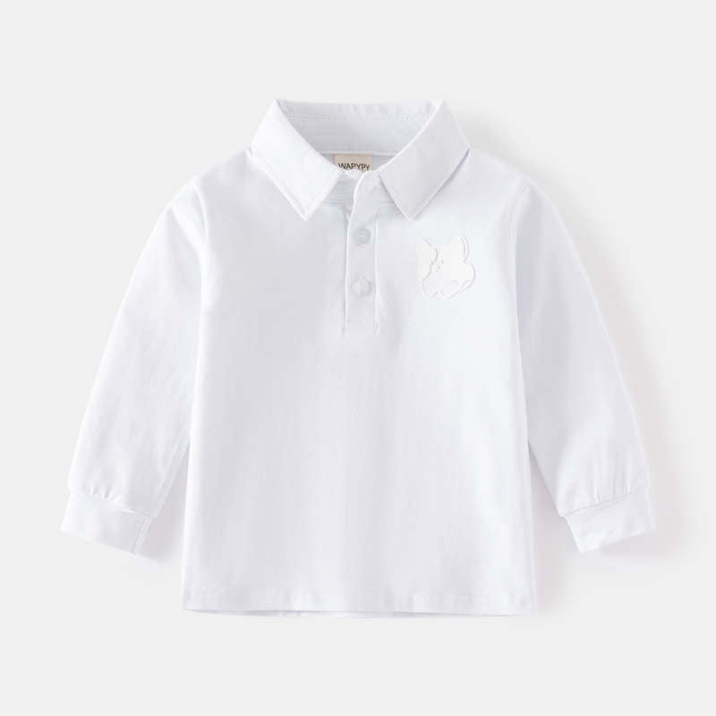 Boys Solid Color Polo Shirt Loose Bottoming Blouse