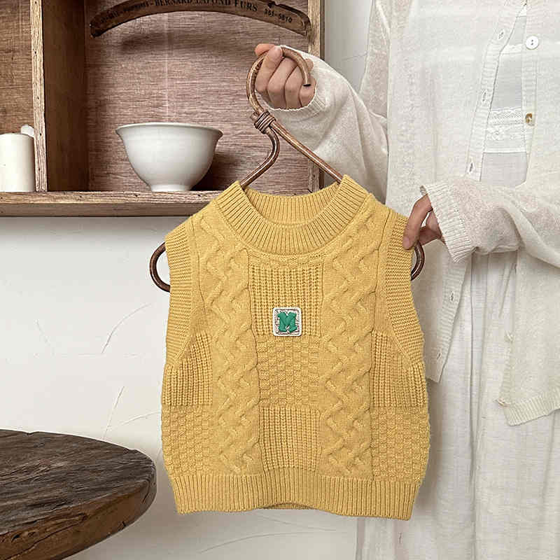 Solid Color Children's Knitted Vest Sweater