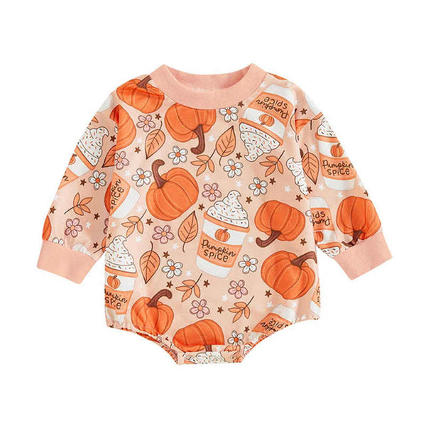 Baby Toddler Pumpkin Print Long Sleeve Bodysuit