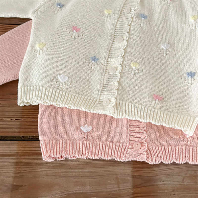 Flower Embroidered Baby Sweater