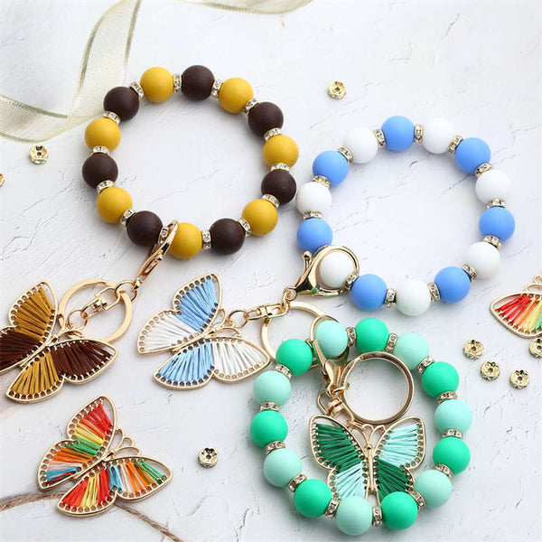 Newest Wristlet Keychain Silicon Beads Bracelet Butterfly Accessories