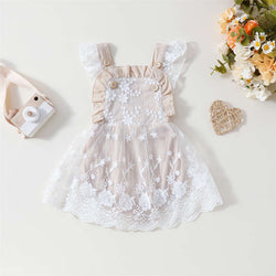 Sleeveless Backless Lace Crawl Suit Baby