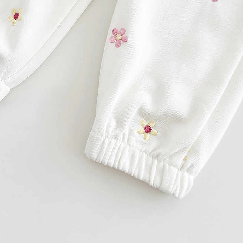 Baby Girl Flower Embroidered Sweatshirt Suit