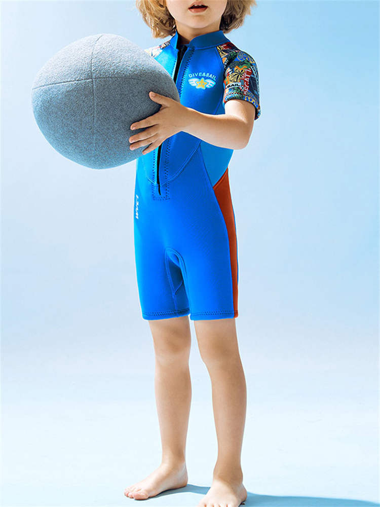 Kids' Wetsuit Boys' One-piece Short-sleeved Swimsuit