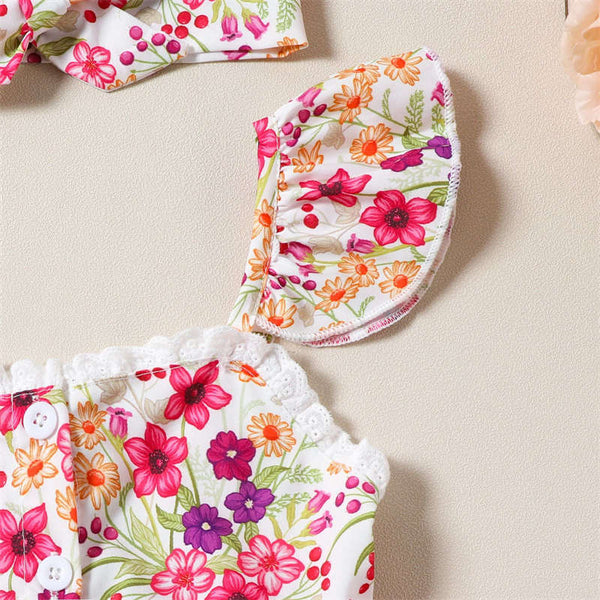 Baby Flower Flying Sleeve Crawling Suit