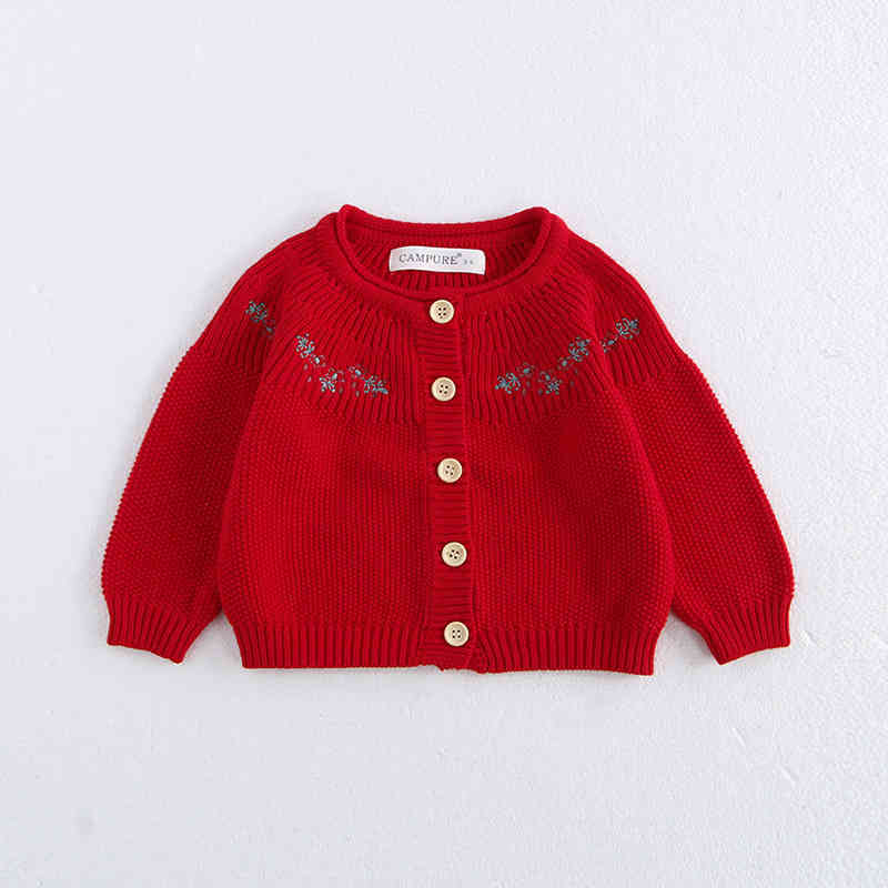 Simple Embroidered Long Sleeve Knitted Sweater