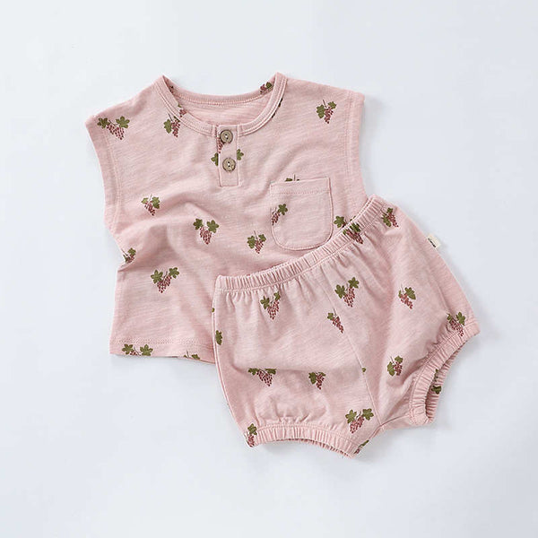 Sleeveless Printed Baby Set