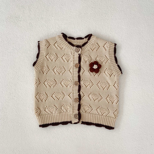 Baby Knitted Floral Cardigan Vest Jacket