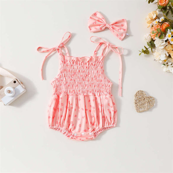 Girls' Crawlsuit with Pink Floral Print