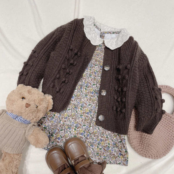 Baby Girl's Solid Color Knitted Sweater Cardigan