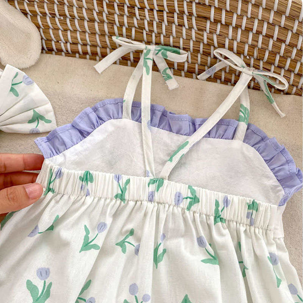 Baby Flower Camisole Crawl Suit