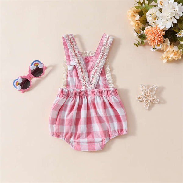 Baby Plaid Sleeveless Triangle Crawl Suit