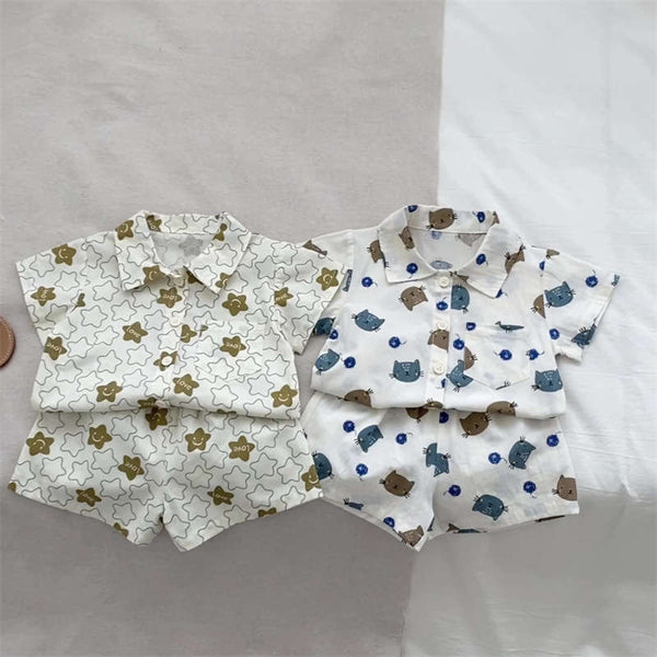 Two-piece Star Kitten Lapel Shirt for Baby Boys