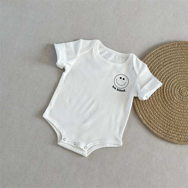 Newborn Solid Color Short-sleeved Crawl Suit