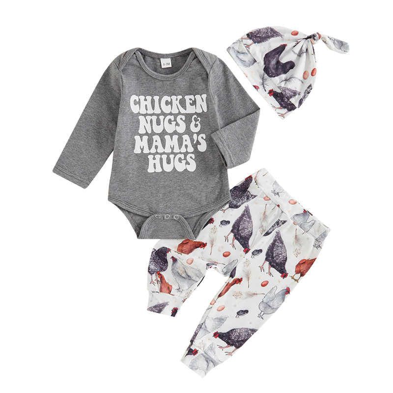 Baby Grey Long Sleeve Rooster Print Trousers