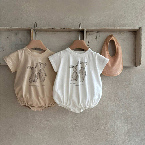 Rabbit Solid Color Short-sleeved Romper