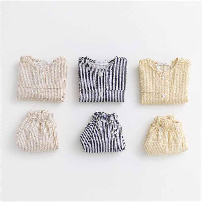 Striped Casual Cardigan Suit Kid Set