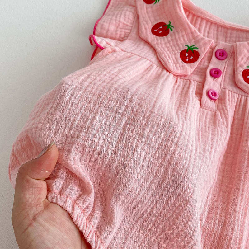 Pink Strawberry Bow Romper