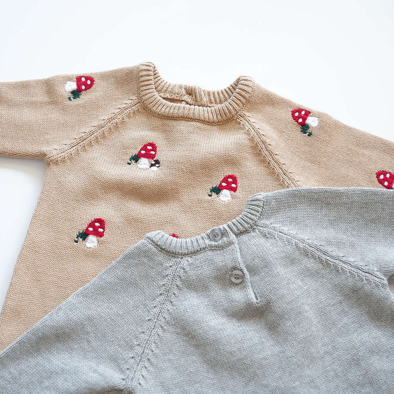 Baby Embroidered Mushroom One-piece Sweater