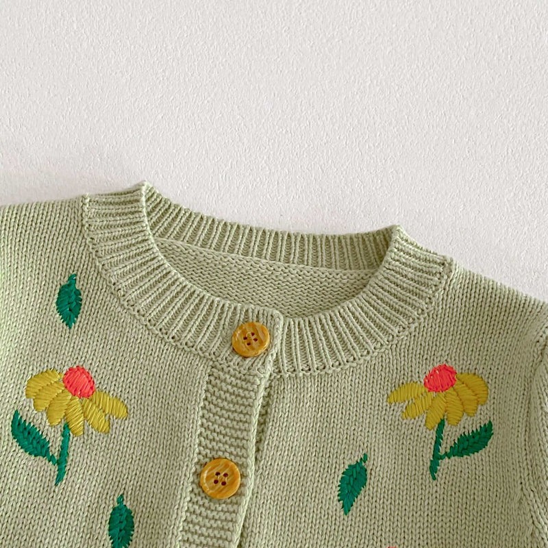 Baby and Toddler Embroidered Flower Knitted Sweater