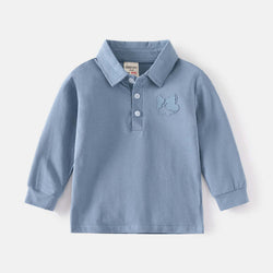 Boys Solid Color Polo Shirt Loose Bottoming Blouse