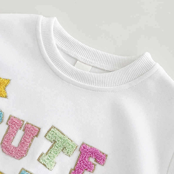 Cartoon Colorful Letters Embroidered Bodysuit