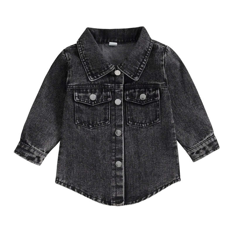 Kids' Solid Color Denim Long-sleeved Top