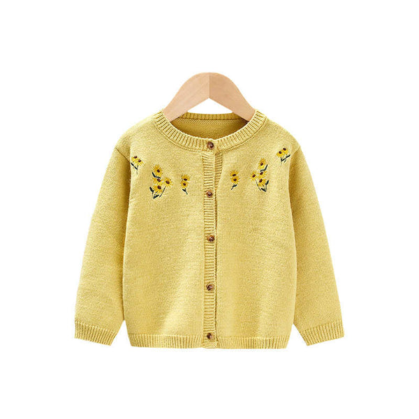 Children's Embroidered Flower Sweater Cardigan