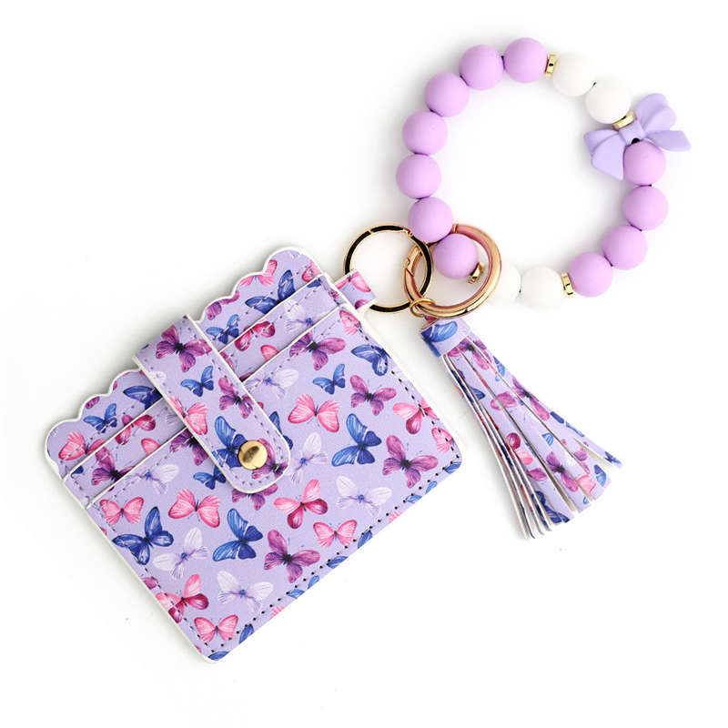 Butterfly Credit Card Holder Holder Wristlet Bracelet Keychain for Women