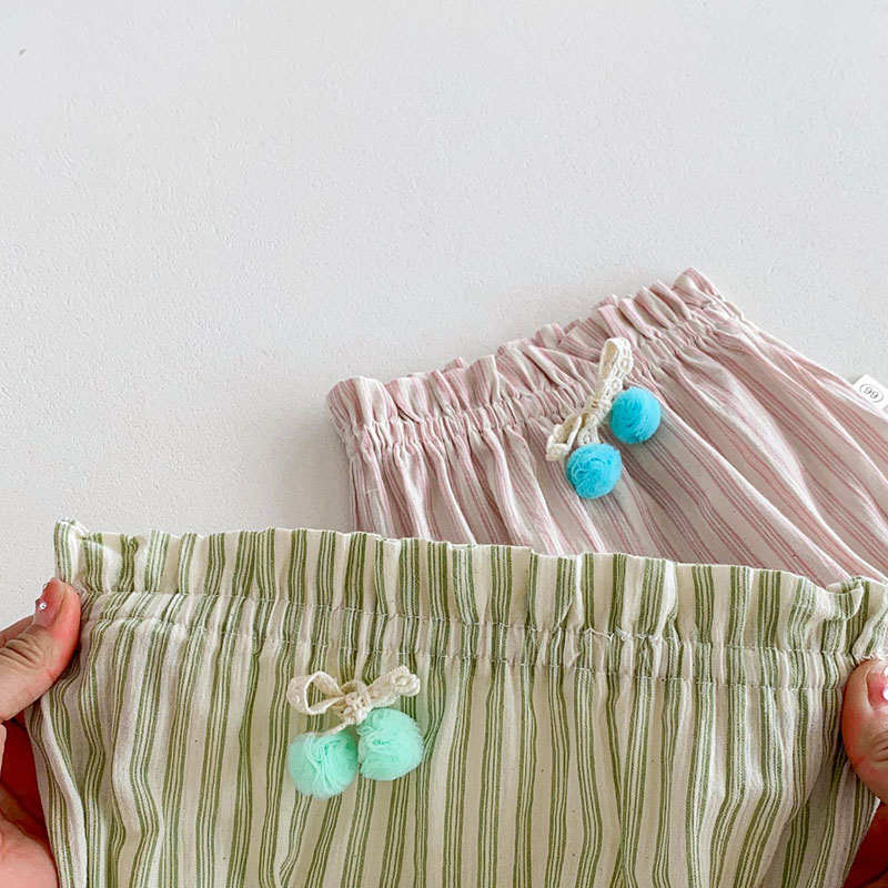 Baby Suspender Striped Shorts Set