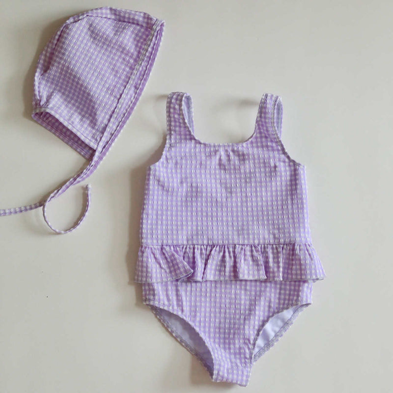 Children's Purple Plaid Swimsuit