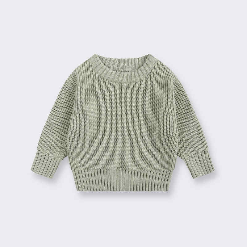 Solid Color Crew Neck Sweater for Boys and Girls