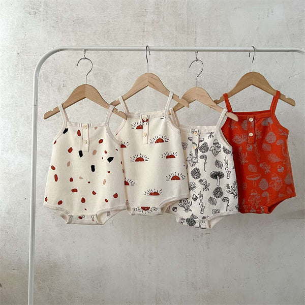 Cotton Cartoon Print Sling Romper