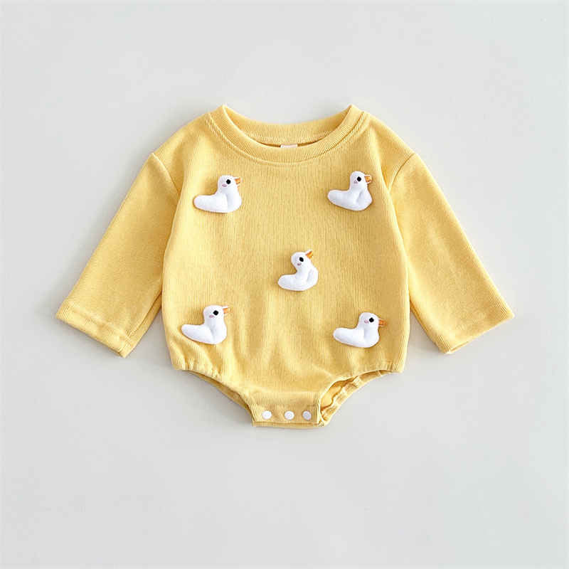 Newborn Long Sleeve Cartoon Duck Mushroom Jumpsuit