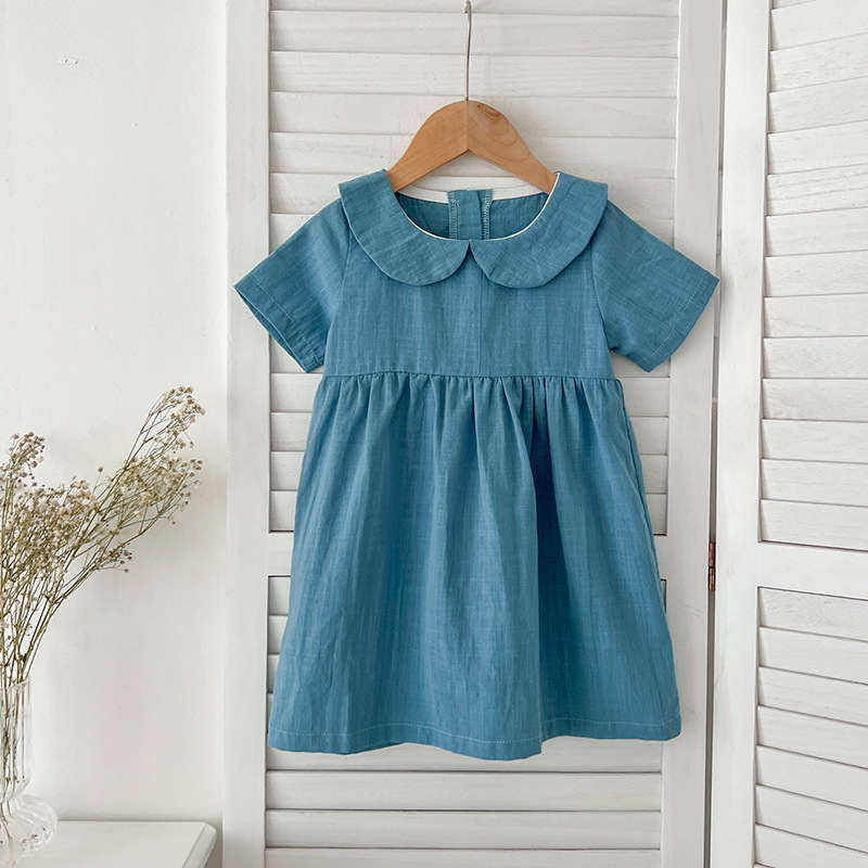 Solid Color Peter Collar Baby-girls Dress