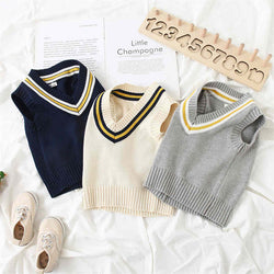 V-neck Children's Knitted Vest Sweater